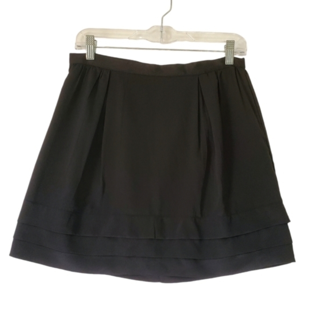 Banana Republic Black‎ Silky Layer Lined Silky Mini Zipup Skirt Women Size 4P